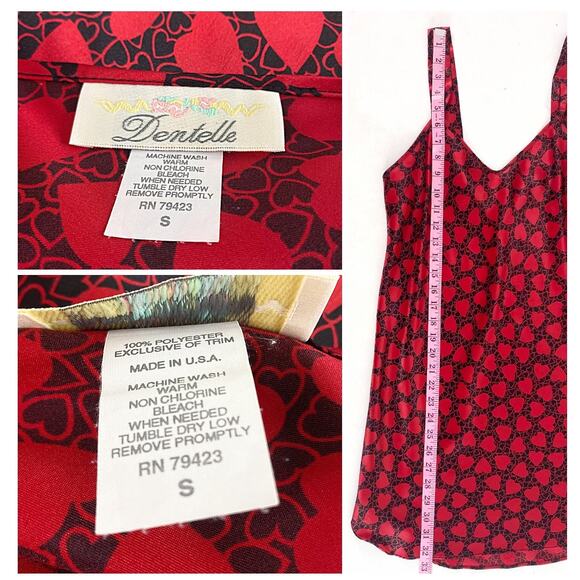 Vintage Red and Black Hearts Slip Dress Sz Small - Picture 3 of 7